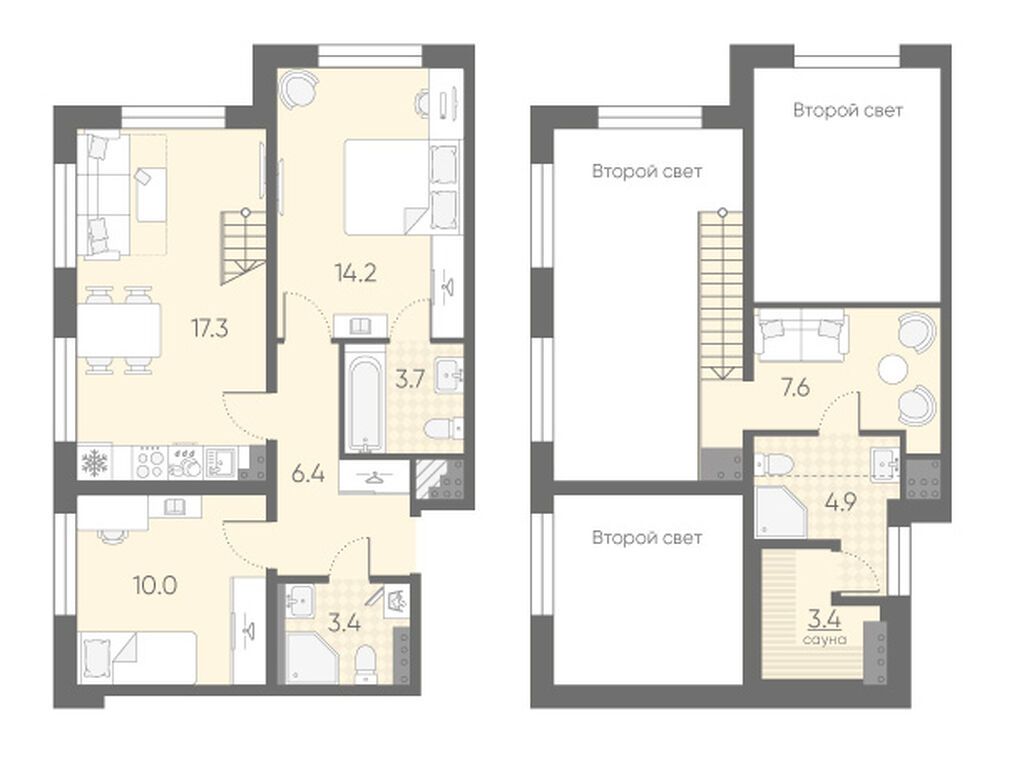 2-комнатная квартира, 70.9 кв.м, ЖК «Пулково Лейк»