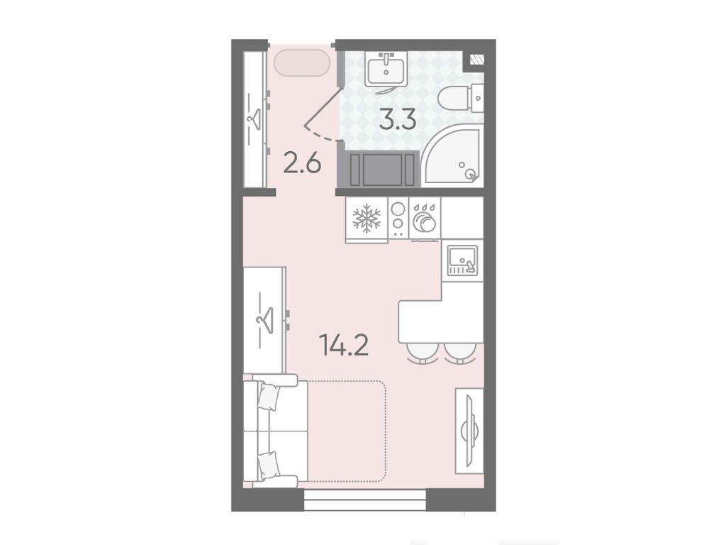 студия, 20.1 м2, ЖК «Пейзажный квартал»