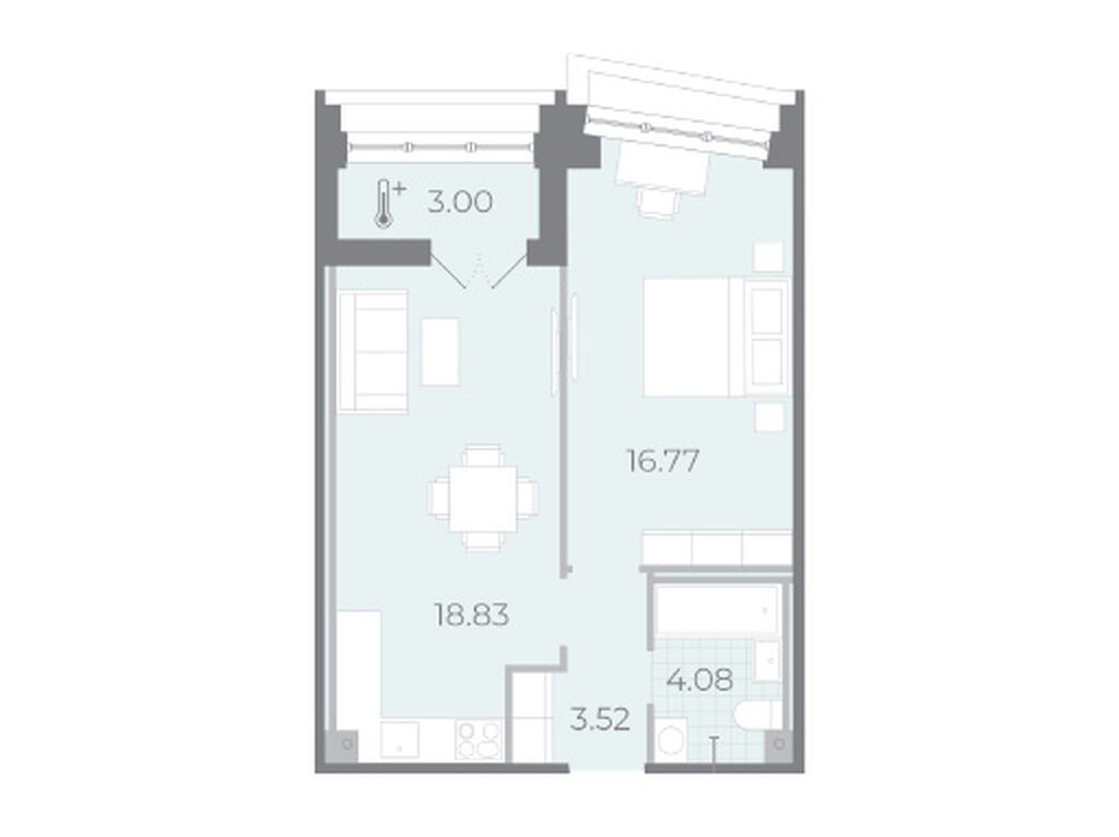 1-комнатная квартира, 44.7 кв.м, ЖК «Морская набережная.СиВью» 1-комнатная квартира, 44.7 кв.м, ЖК «Морская набережная.СиВью»