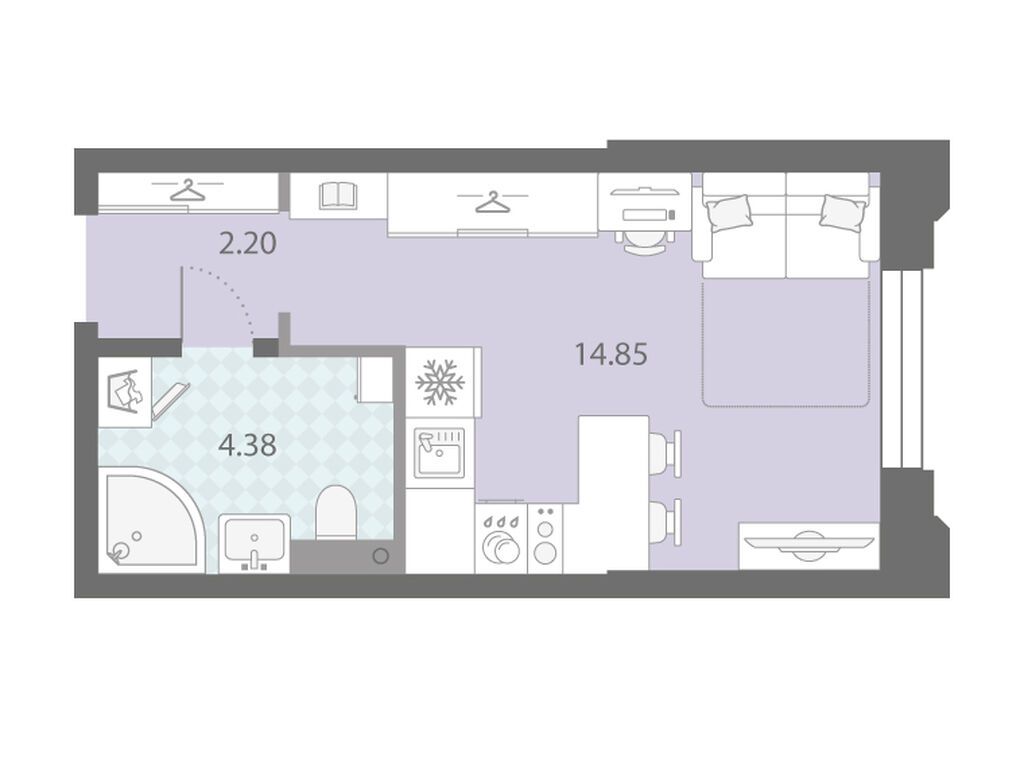 студия, 21.43 м2, ЖК «Цивилизация на Неве»