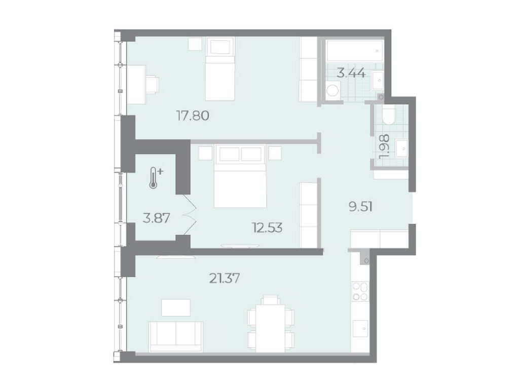 2-комнатная квартира, 67.5 кв.м, ЖК «Морская набережная.СиВью»