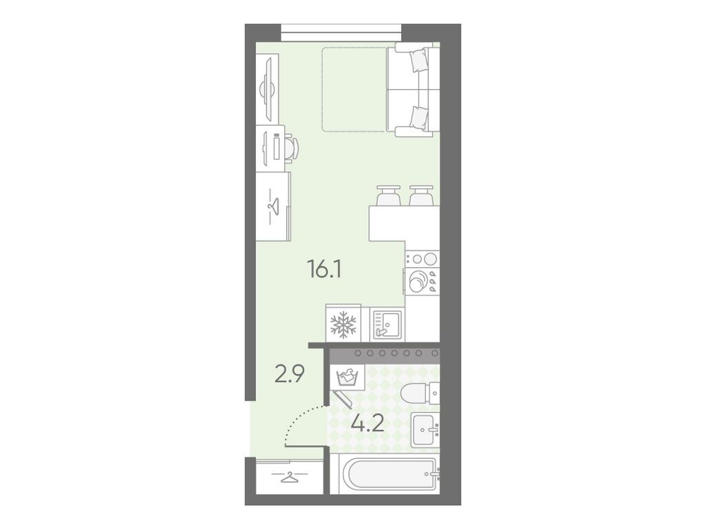 студия, 23.2 м2, ЖК «Пулково Лейк»