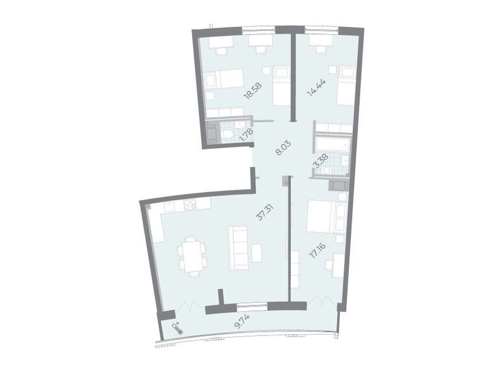 3-комнатная, 105.9 м2, ЖК «Морская набережная.СиВью» 3-комнатная, 105.9 м2, ЖК «Морская набережная.СиВью»