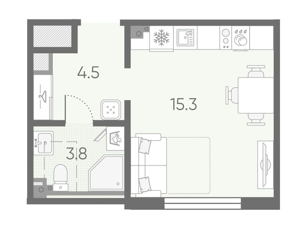 студия, 23.6 м2, ЖК «Пулково Лейк»