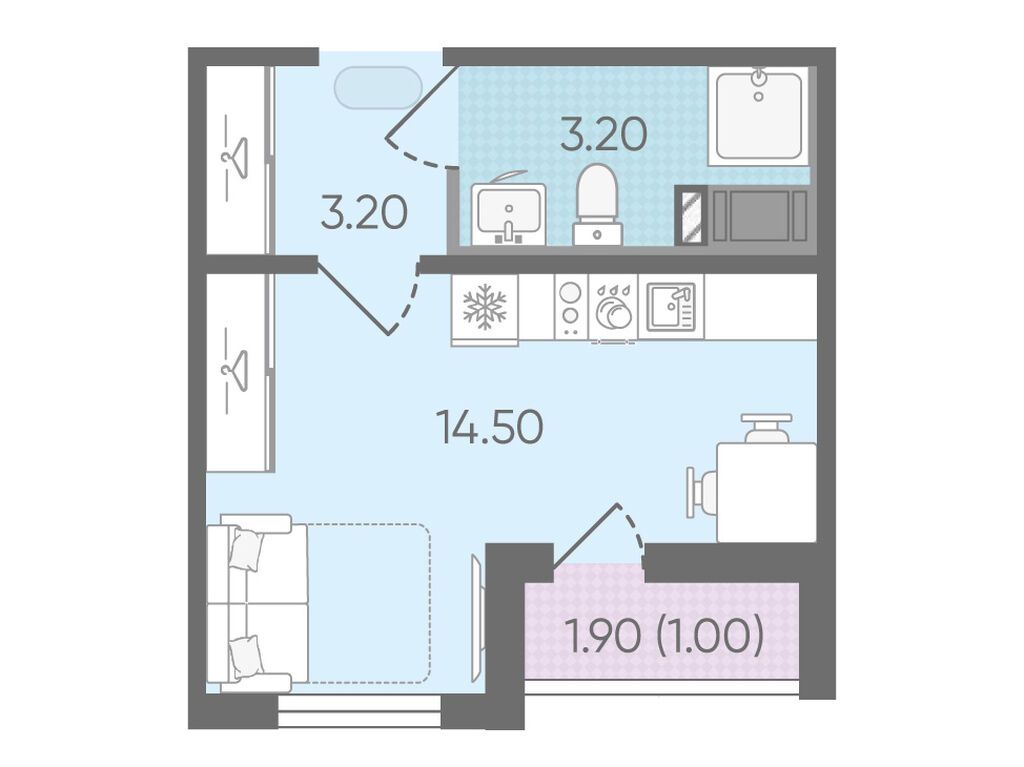 студия, 22 м2, ЖК «Цветной город»