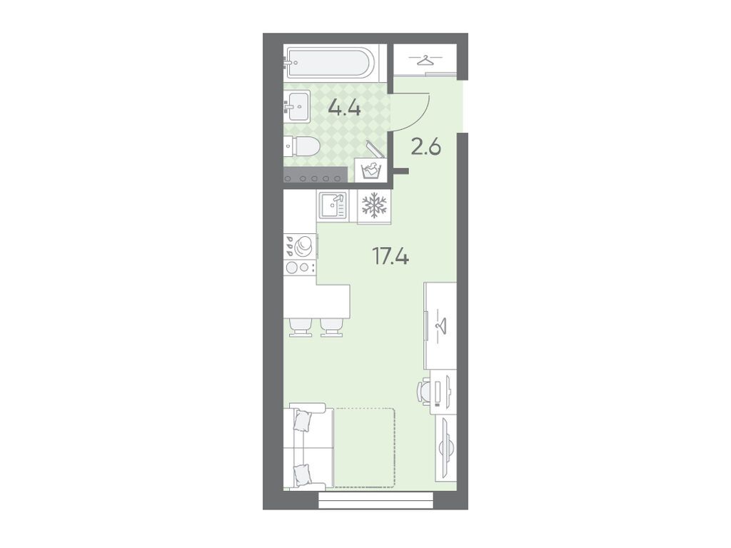 24.4 кв.м, ЖК «Пулково Лейк»