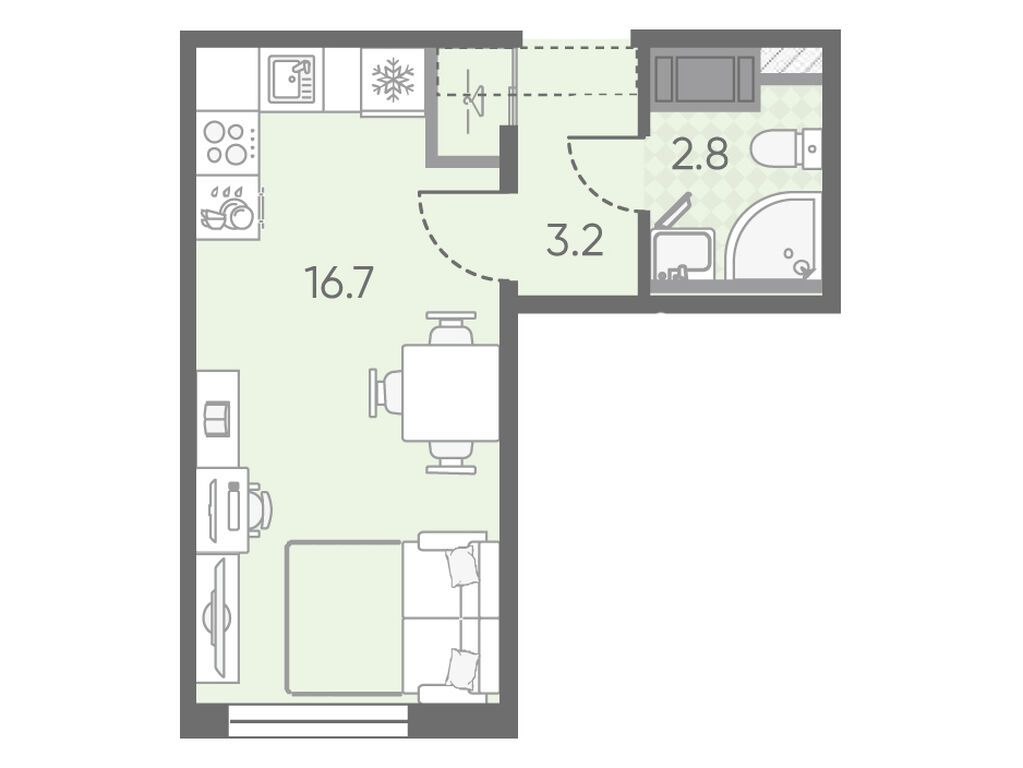 22.7 кв.м, ЖК «Октябрьская набережная»