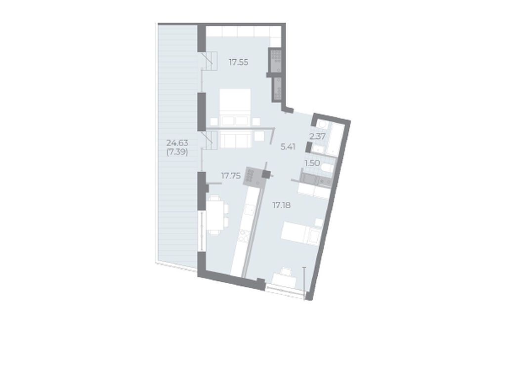 2-комнатная квартира, 70.8 кв.м, ЖК NEVA RESIDENCE