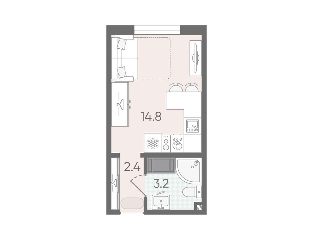 20.4 кв.м, ЖК "Пейзажный квартал" (Цветной город)