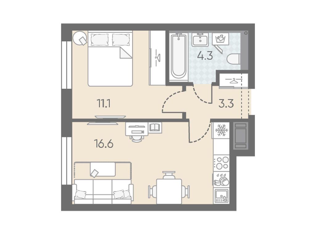 1-комнатная, 35.3 м2, ЖК «ЛСР. Большая Охта» 1-комнатная, 35.3 м2, ЖК «ЛСР. Большая Охта»