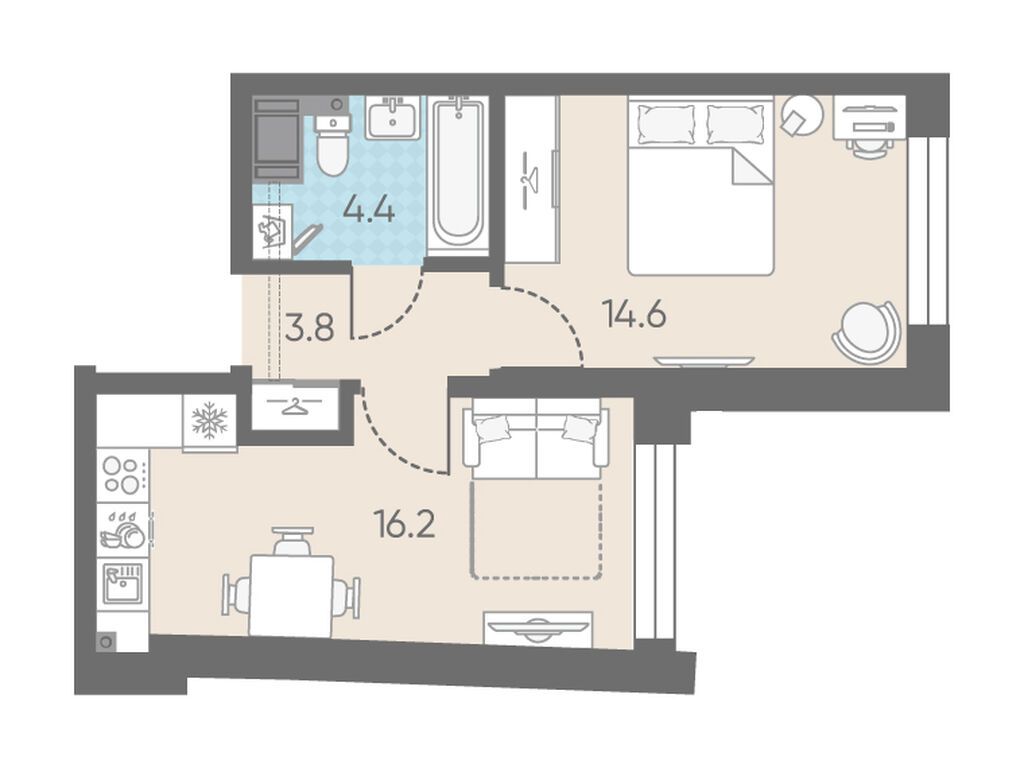 1-комнатная, 39 м2, Измайловский 1-комнатная, 39 м2, Измайловский