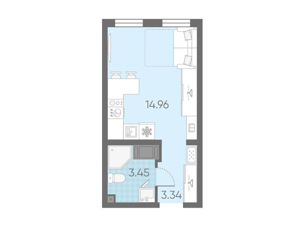 студия, 21.75 м2, Морская миля студия, 21.75 м2, Морская миля